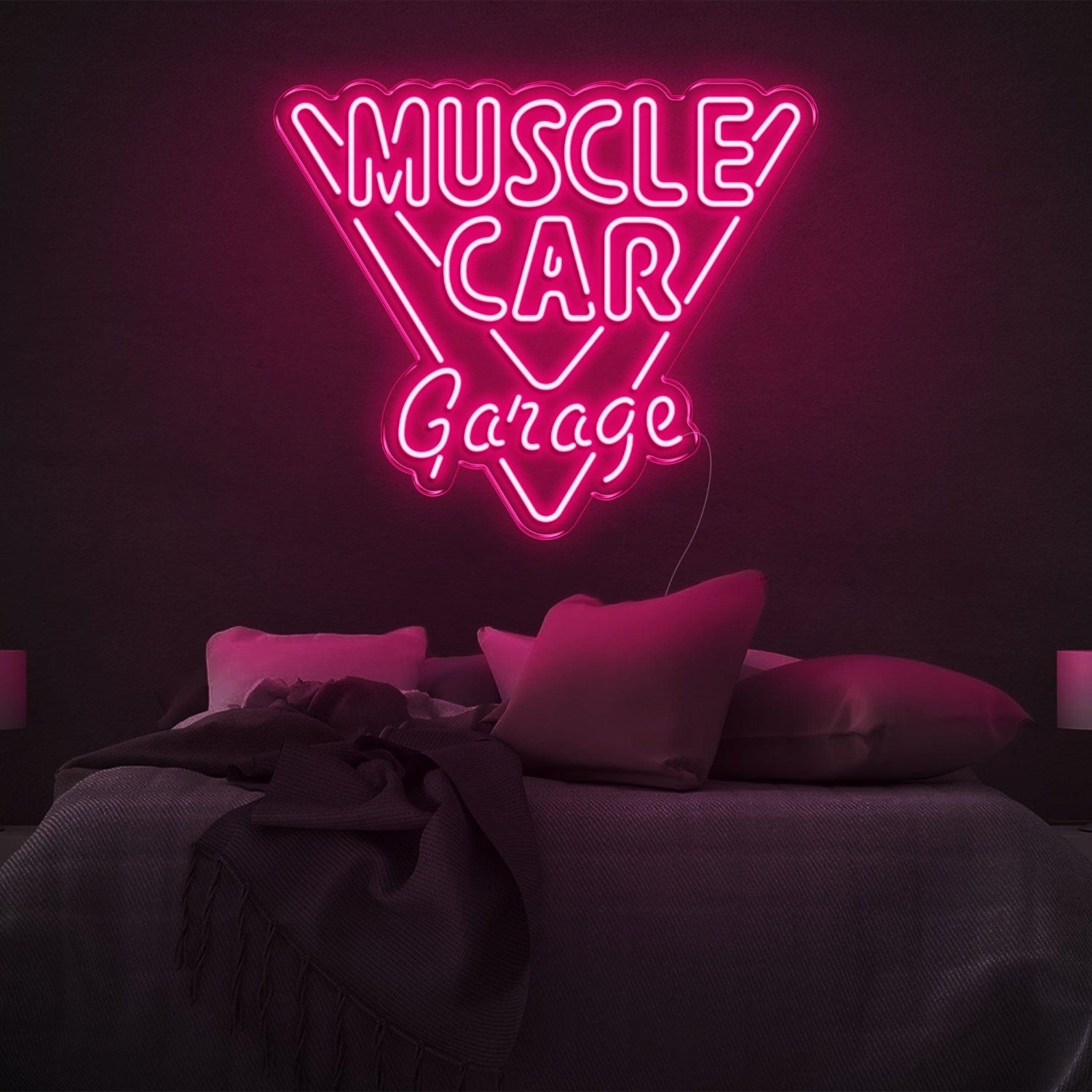 Muscle Car Garage Bright Blue Inverted Triangle Led Neon Sign For Bedroom Wall Art | Shineneon