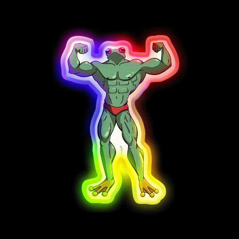 Muscle Frog Is Getting Those Gains Gym Fitness Led Neon Sign Rgb Color - LED neon sign close-up detail