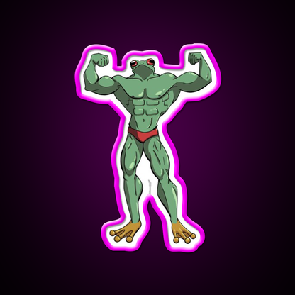 Muscle Frog Is Getting Those Gains Gym Fitness Led Neon Sign Rgb Color - Neon sign mounted on wall in room