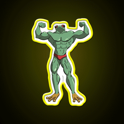 Muscle Frog Is Getting Those Gains Gym Fitness Led Neon Sign Rgb Color - Custom LED neon sign front view