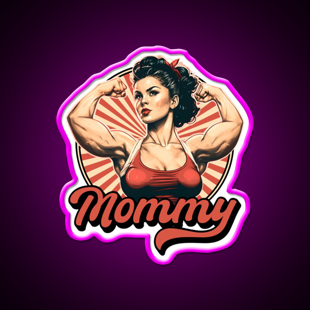 Muscle Mommy Retro Pin Up Gym Fitness Led Neon Sign Rgb Color