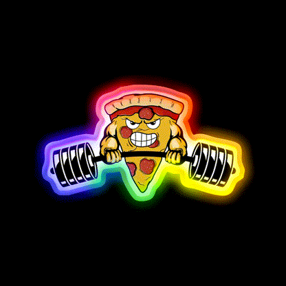 Muscle Pizza Powerlifting Crossfit Fitness Gym Fitness Led Neon Sign Rgb Color - LED neon sign close-up detail