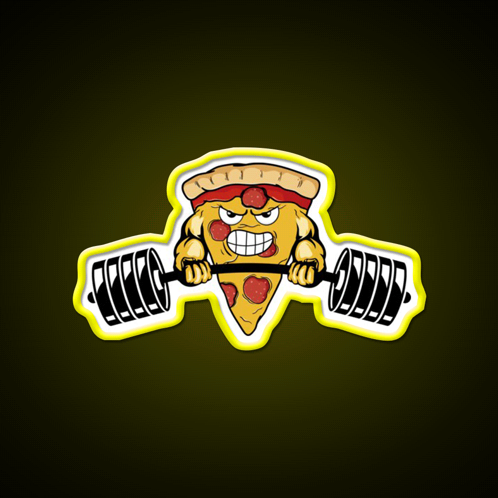 Muscle Pizza Powerlifting Crossfit Fitness Gym Fitness Led Neon Sign Rgb Color - Custom LED neon sign front view