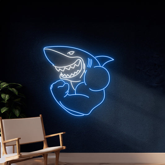 Muscle Shark Neon Sign