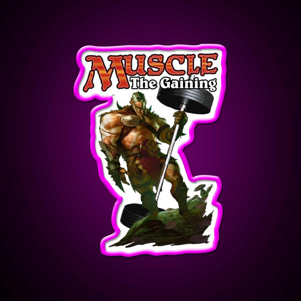 Muscle The Gaining Gym Fitness Led Neon Sign Rgb Color - Neon sign mounted on wall in room