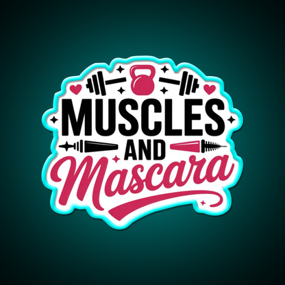Muscles And Mascara Gym Fitness Led Neon Sign Rgb Color - Size and dimension reference