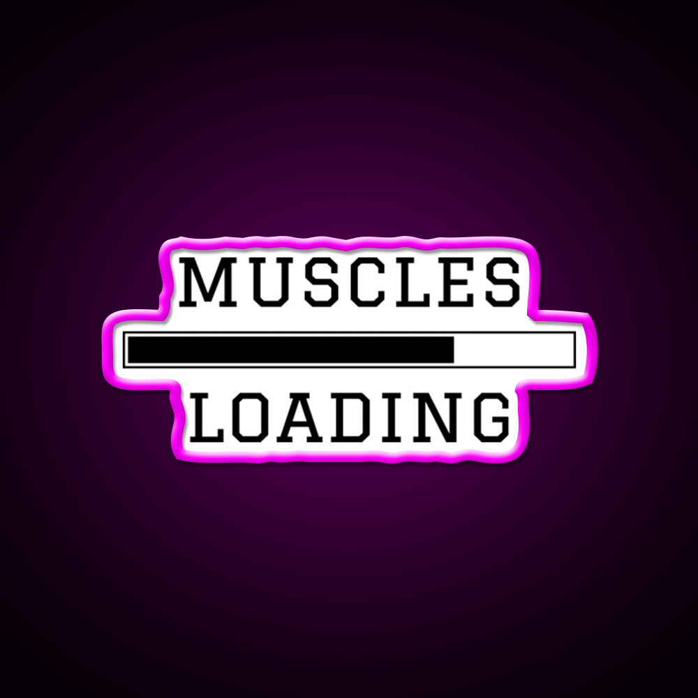 Muscles Loading Gym Fitness Led Neon Sign Rgb Color - Neon sign mounted on wall in room