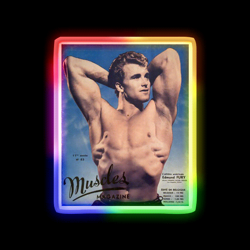 Muscles Model Magazine Cover Gym Fitness Led Neon Sign Rgb Color - LED neon sign close-up detail