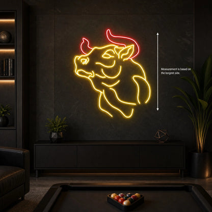 Muscular Bull Bust LED Neon Sign size image