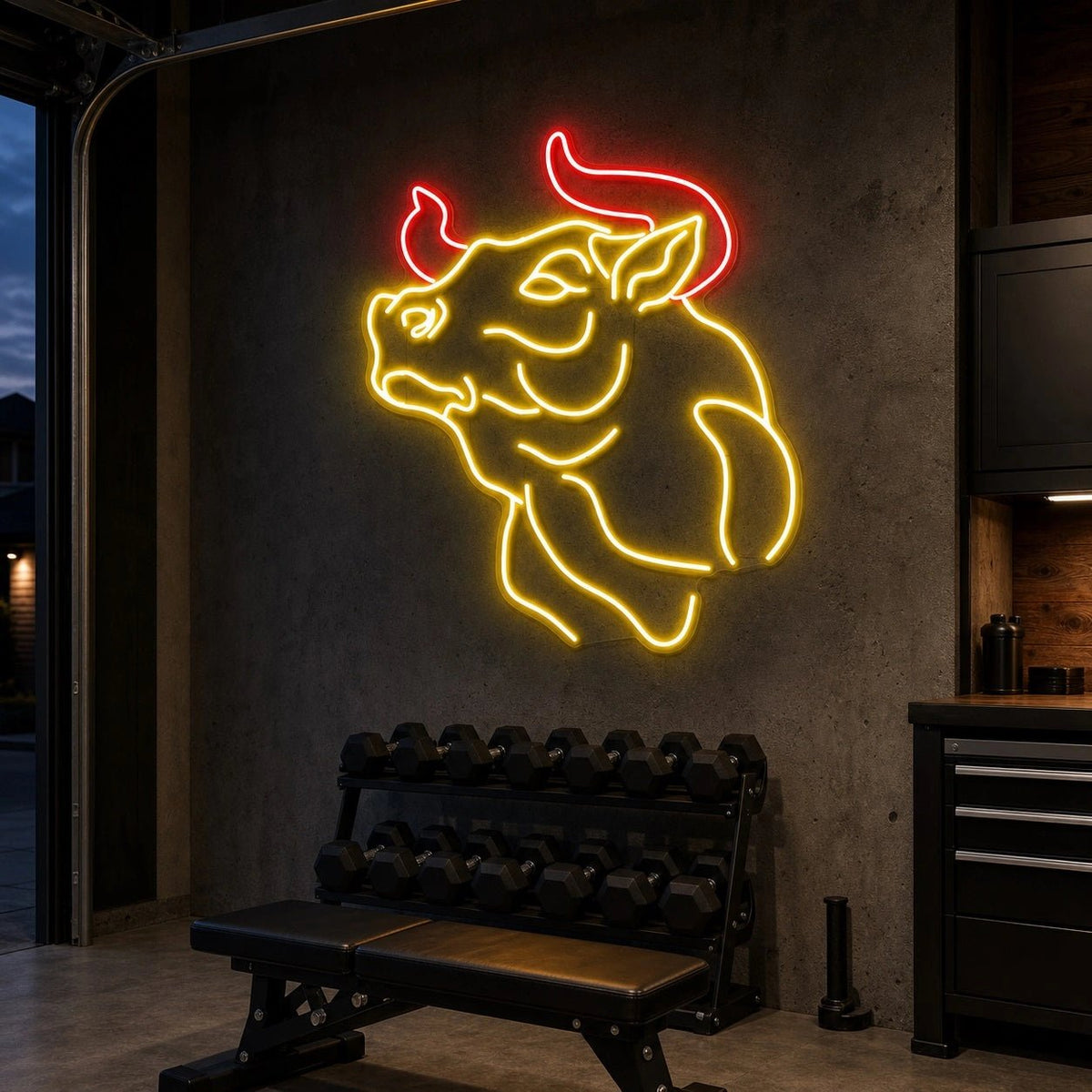 Muscular Bull Bust LED Neon Sign - Shineneon