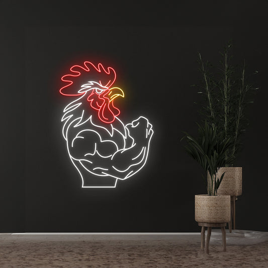 Muscular Rooster Neon Sign