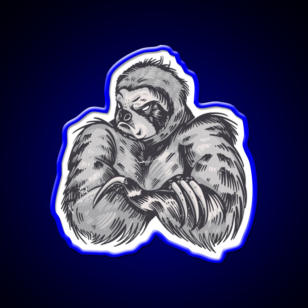 Muscular Sloth Bodybuilder Gym Fitness Led Neon Sign Rgb Color