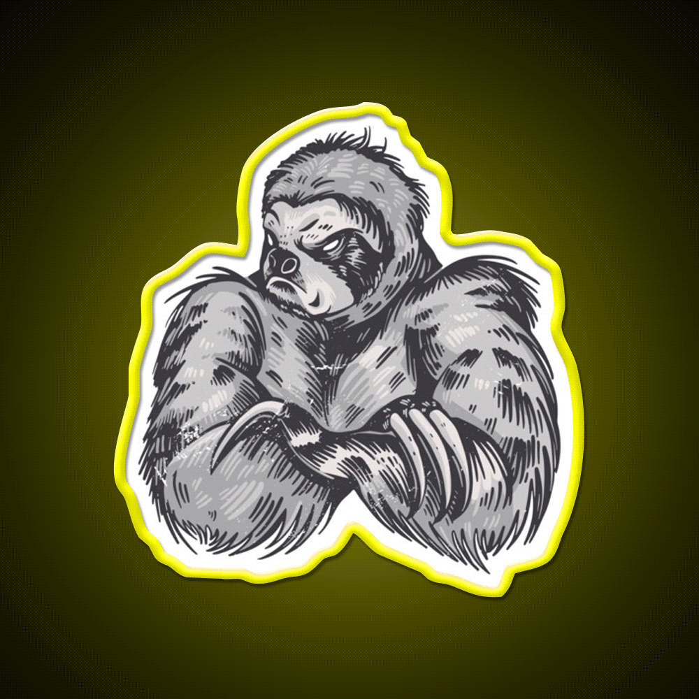 Muscular Sloth Bodybuilder Gym Fitness Led Neon Sign Rgb Color