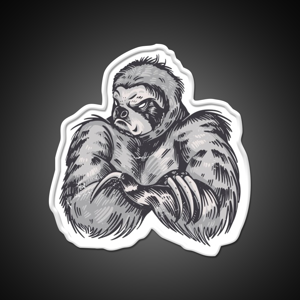 Muscular Sloth Bodybuilder Gym Fitness Led Neon Sign Rgb Color