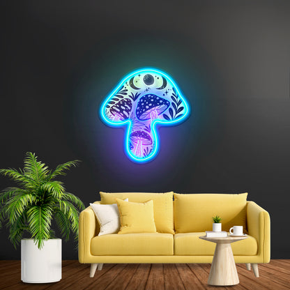 Mushroom Abstract Artwork Aesthetic Neon Signs