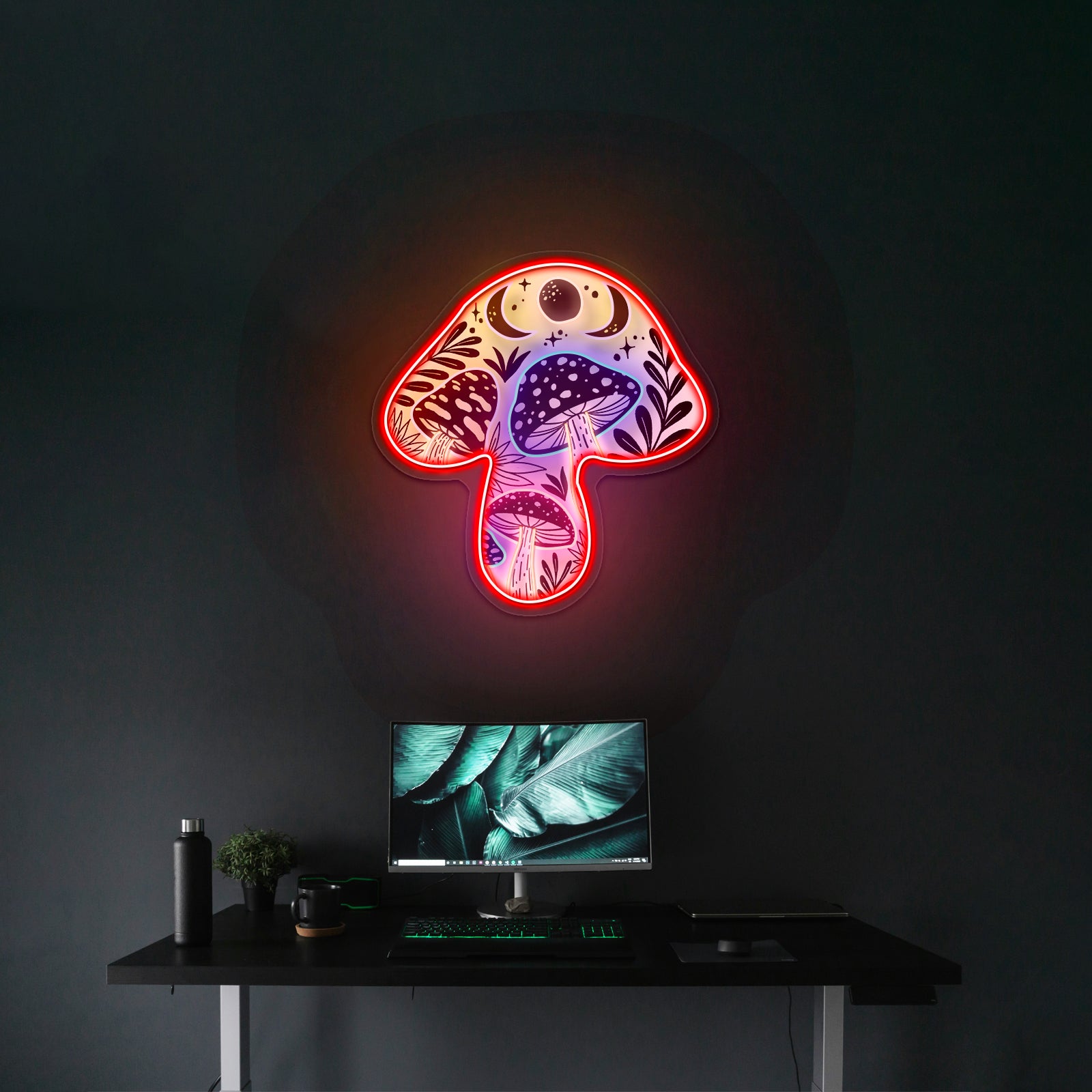Mushroom Abstract Artwork Aesthetic Neon Signs