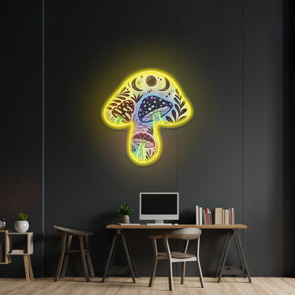 Mushroom Abstract Artwork Aesthetic Neon Signs