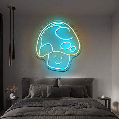 Mushroom Cat Neon Sign Cute Cat Led Signs For Bedroom