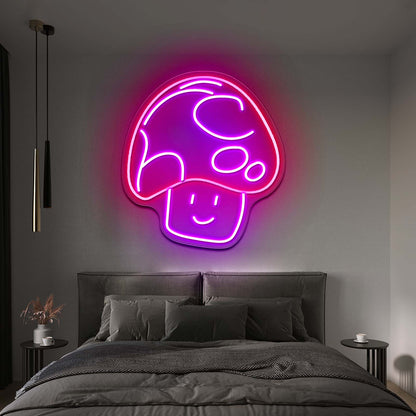 Mushroom Cat Neon Sign Cute Cat Led Signs For Bedroom