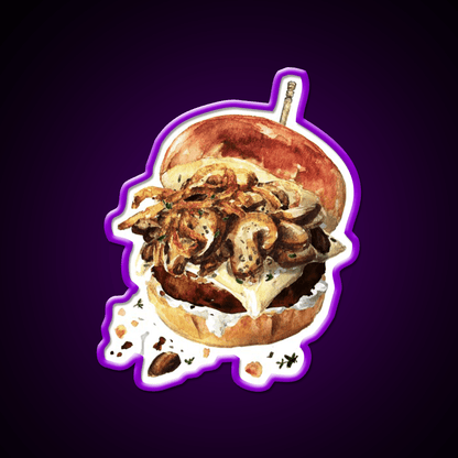 Mushroom Beef Burger Fast Food Led Neon Sign For Burger Place Rgb Color - Shineneon
