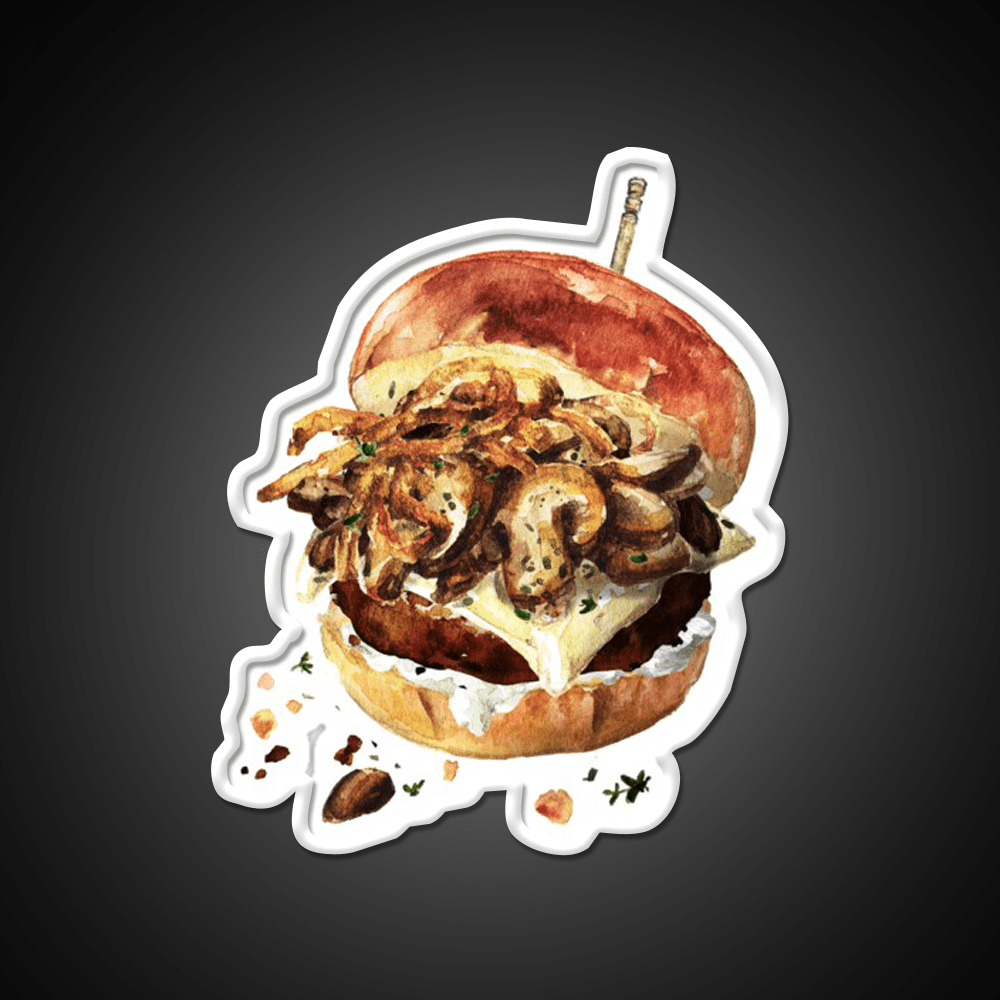 Mushroom Beef Burger Fast Food Led Neon Sign For Burger Place Rgb Color - Shineneon