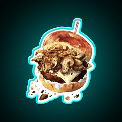 Mushroom Beef Burger Fast Food Led Neon Sign For Burger Place Rgb Color - Shineneon