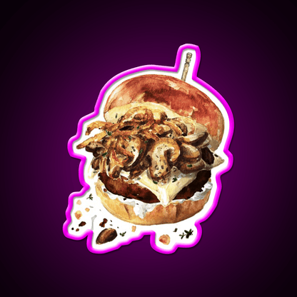 Mushroom Beef Burger Fast Food Led Neon Sign For Burger Place Rgb Color - Shineneon