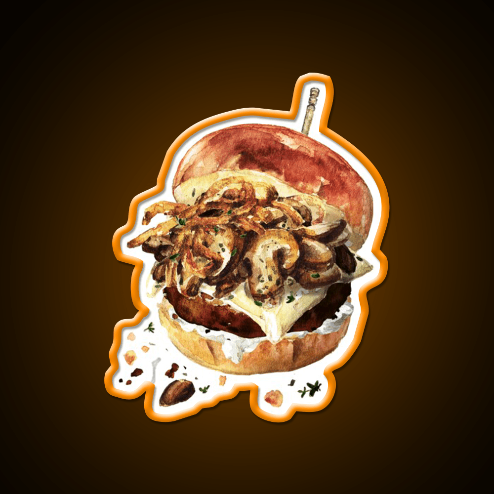 Mushroom Beef Burger Fast Food Led Neon Sign For Burger Place Rgb Color - Shineneon