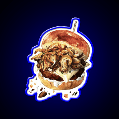 Mushroom Beef Burger Fast Food Led Neon Sign For Burger Place Rgb Color - Shineneon