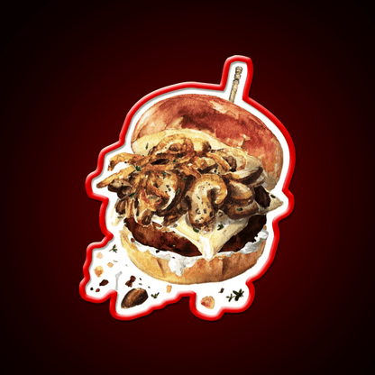 Mushroom Beef Burger Fast Food Led Neon Sign For Burger Place Rgb Color - Shineneon