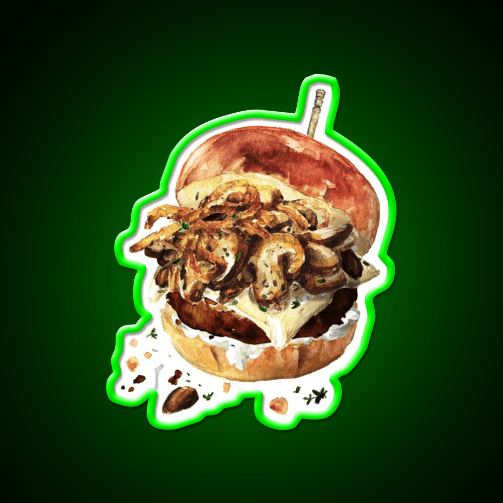 Mushroom Beef Burger Fast Food Led Neon Sign For Burger Place Rgb Color - Shineneon