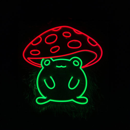 Mushroom Frog Neon Sign