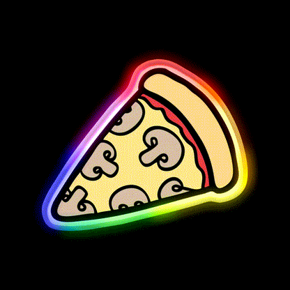 Mushroom Pizza Pattern Snack Food Led Neon Sign Rgb Color