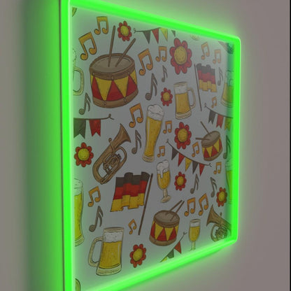 Music And Beer Oktoberfest Pattern Bone Rgb Led Neon Sign - LED neon sign close-up detail