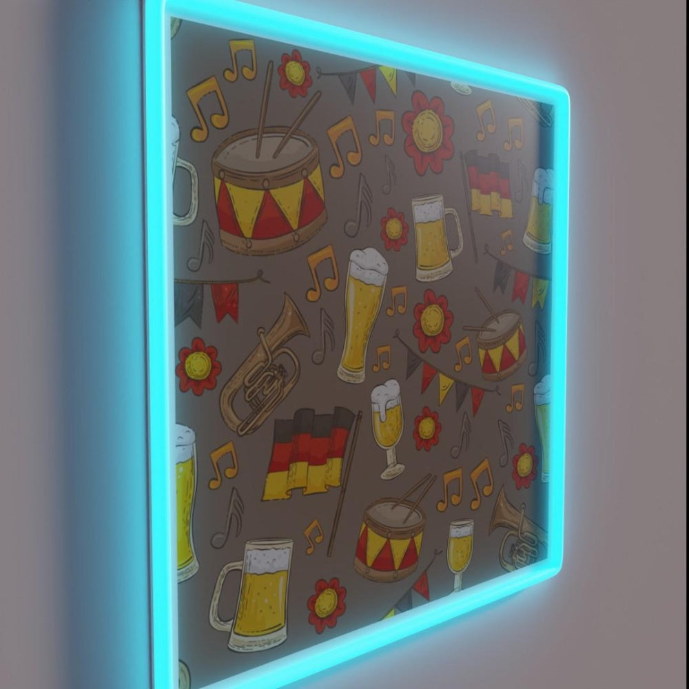 Music And Beer Oktoberfest Pattern Chocolate Rgb Led Neon Sign - LED neon sign close-up detail