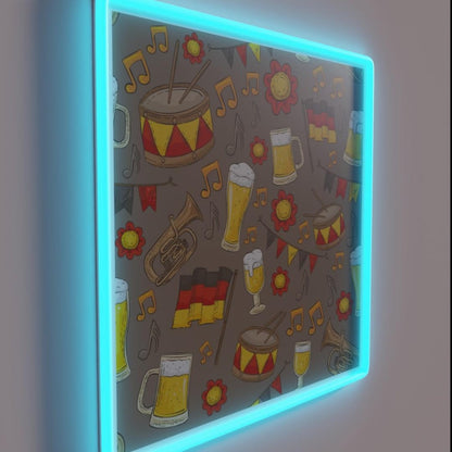 Music And Beer Oktoberfest Pattern Chocolate Rgb Led Neon Sign - LED neon sign close-up detail
