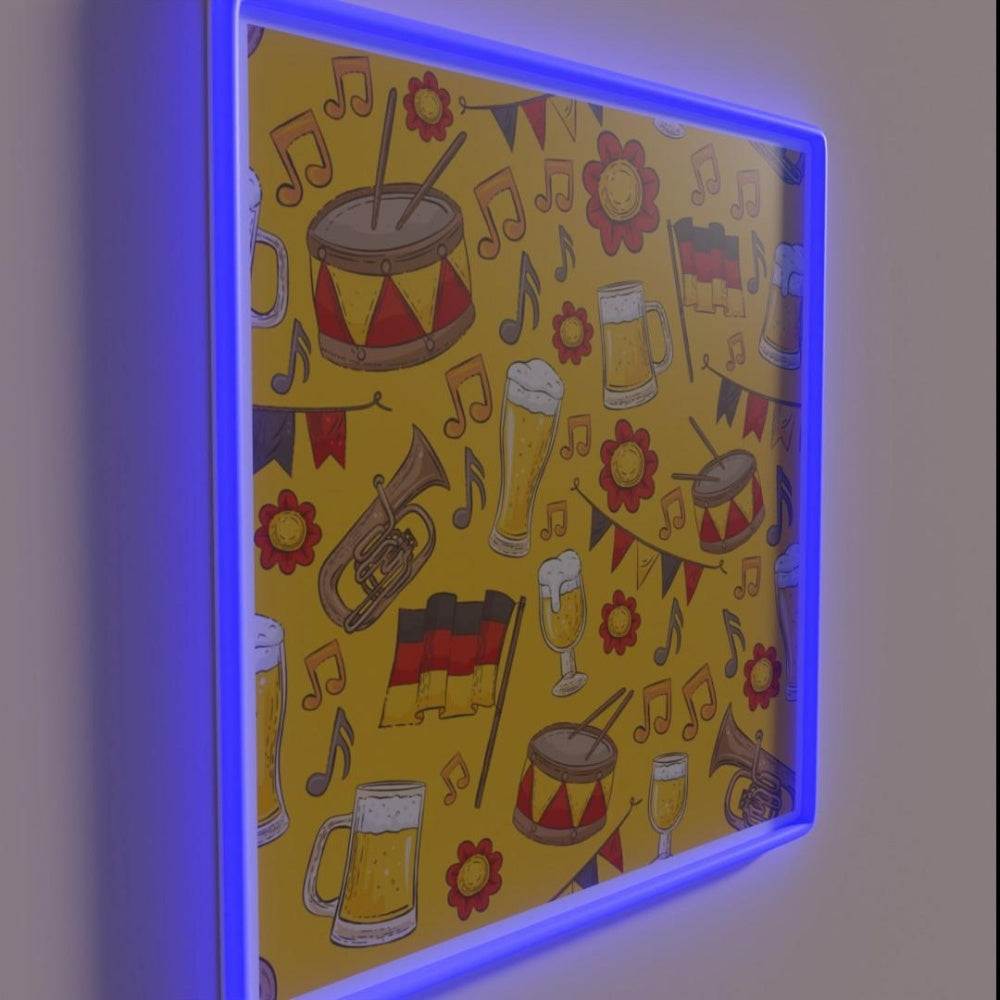 Music And Beer Oktoberfest Pattern Marigold Rgb Led Neon Sign - LED neon sign close-up detail