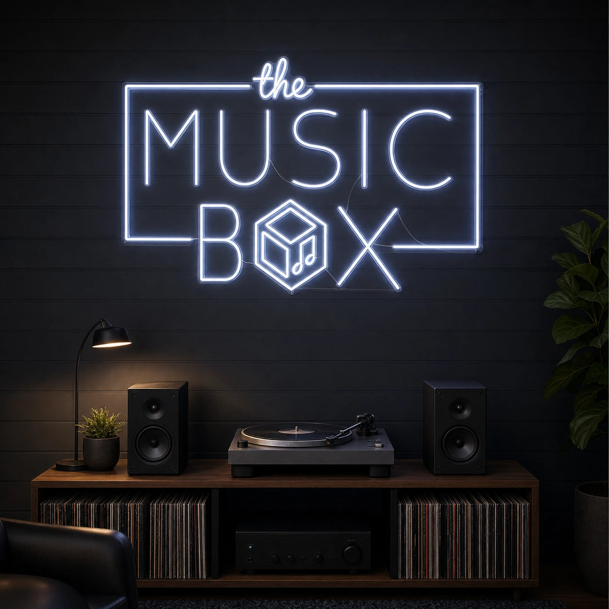 Music Box LED Neon Sign Man Cave Neon Sign real lifestyle scene