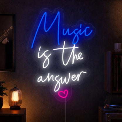 Music Is The Answer Heart LED Neon Sign - Shineneon