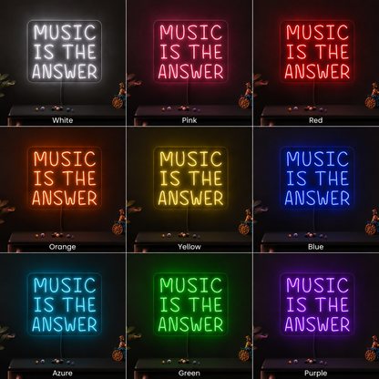 Music Is The Answer LED Neon Sign - 05 Color Grid