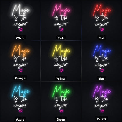 Music Is The Answer LED Neon Sign Garage Neon Sign color grid