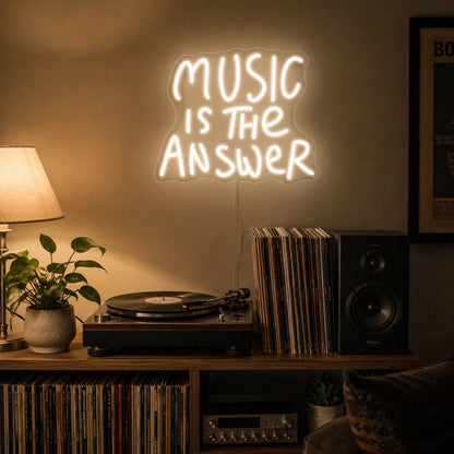 Music Is The Answer Neon Sign Wall Art LED Neon Sign real lifestyle scene