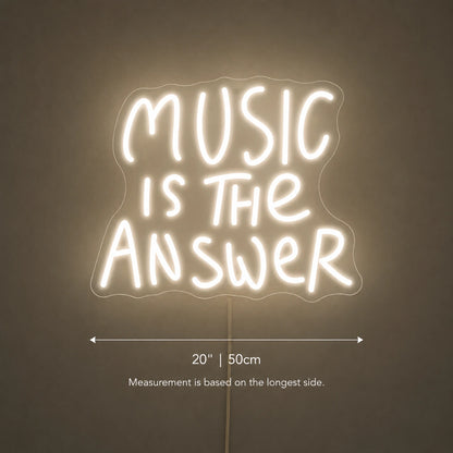 Music Is The Answer Neon Sign Wall Art LED Neon Sign size image