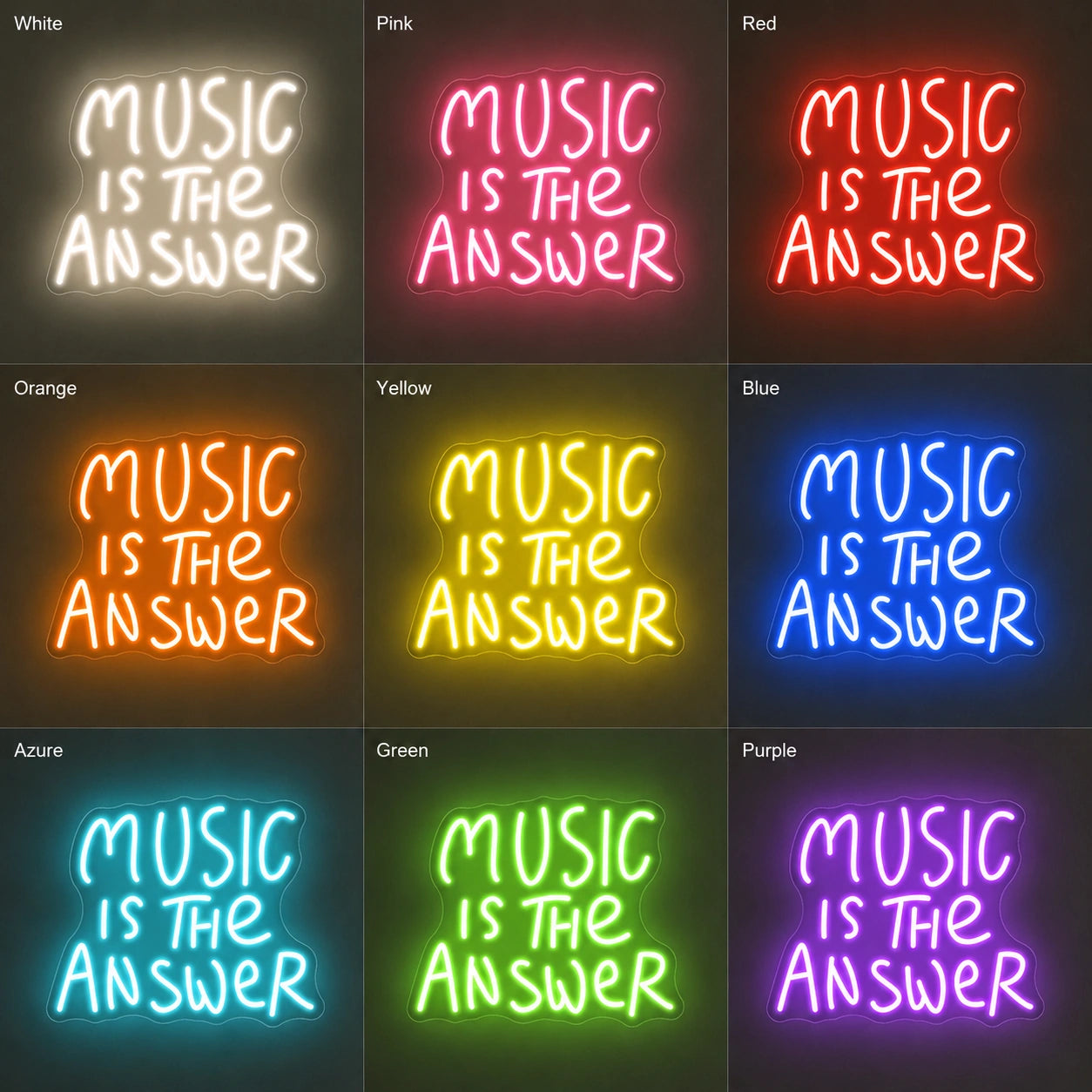 Music Is The Answer Neon Sign Wall Art LED Neon Sign color grid