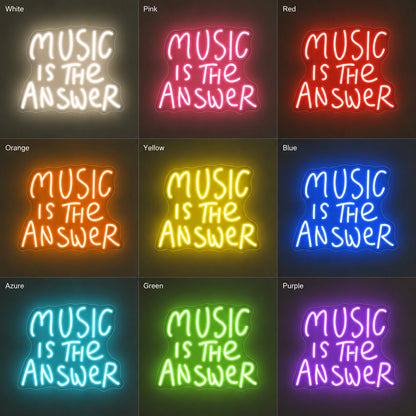 Music Is The Answer Neon Sign Wall Art LED Neon Sign color grid