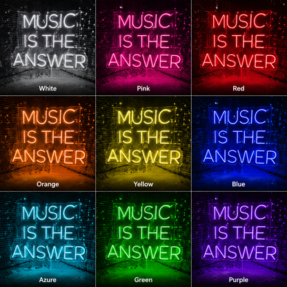 Music Is The Answer Wall Decor LED Neon Sign - 05 Color Grid
