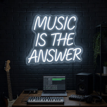 Music Is The Answer Wall Decor LED Neon Sign Garage Neon Sign real lifestyle scene