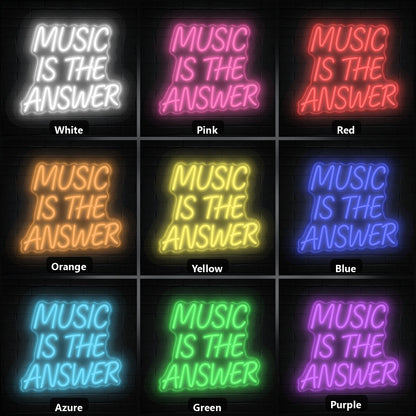 Music Is The Answer Wall Decor LED Neon Sign Garage Neon Sign color grid