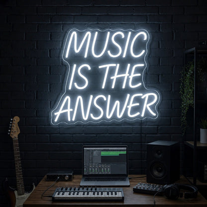 Music Is The Answer Wall Decor LED Neon Sign Garage Neon Sign - Shineneon