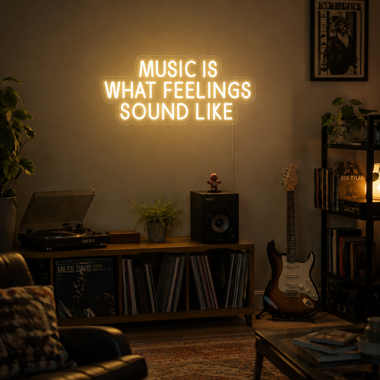 Music Is What Feelings Sound Like Wall Decor LED Neon Sign - 03 Real Lifestyle Scene